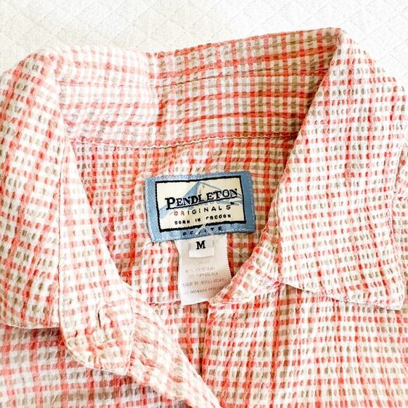 Pendleton Plaid Patterned Sleeveless Collared Casual Shirt Size M Pink/Gray - Picture 2 of 5